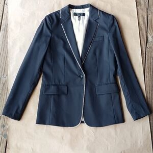 Rag & Bone Navy Wool Blend Blazer Jacket Navy Blue Piped Piping size 0